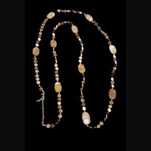 Retired Primer Designs Very Long Dyed Mother Of Pearl Statement Necklace 63.5"